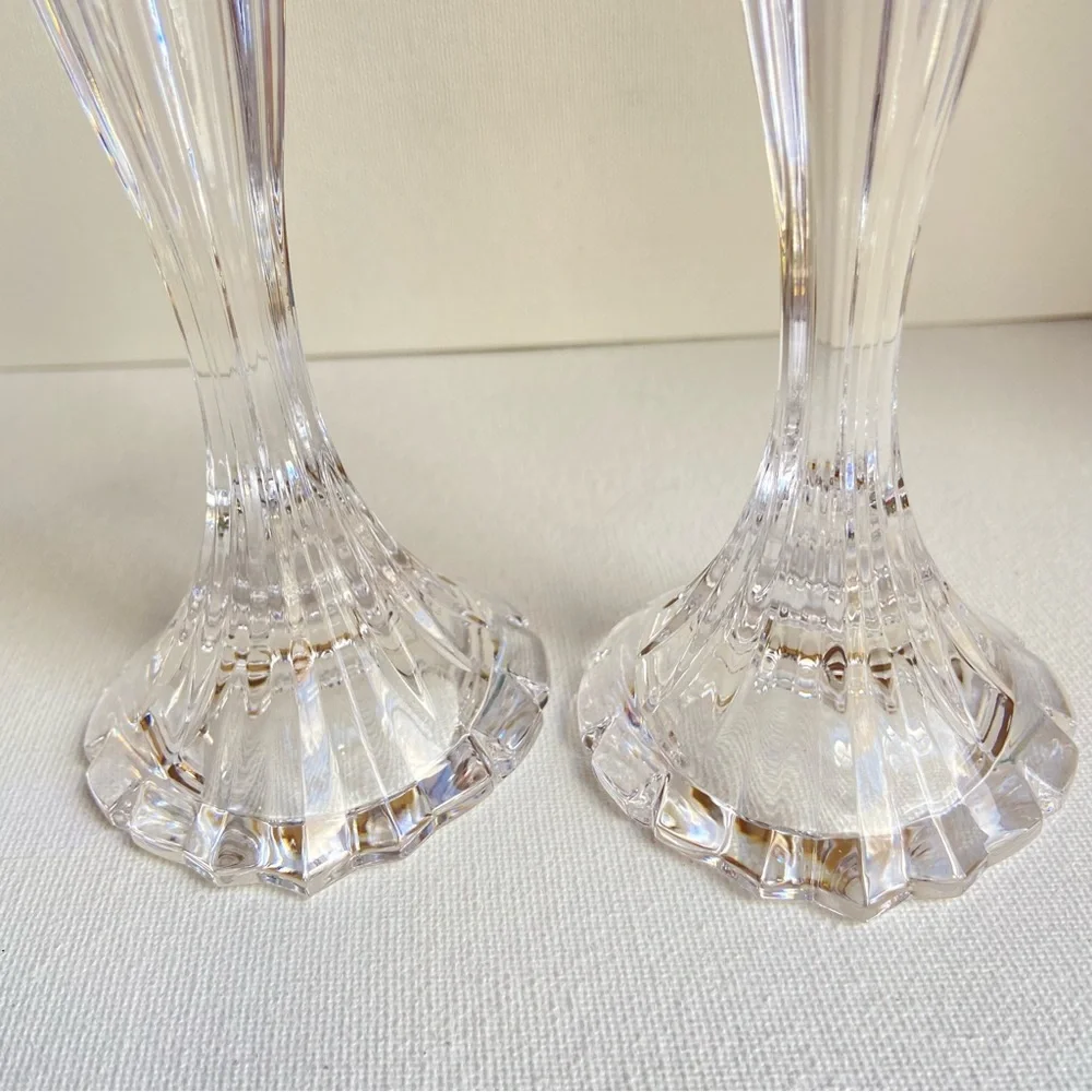 Oneida Crystal Augustina clear fluted candlesticks candle holders for tapers